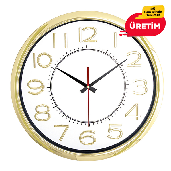 Promosyon TÝTANYUM DUVAR SAATÝ ALTIN (42 CM)