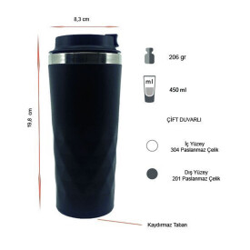 55270 - ÇİFT DUVARLI KUPA ÇELİK BARDAK 450 ML. - 2