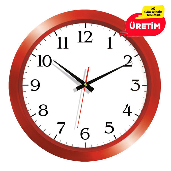 BELEK DUVAR SAATİ KIRMIZI (42 CM) - 2
