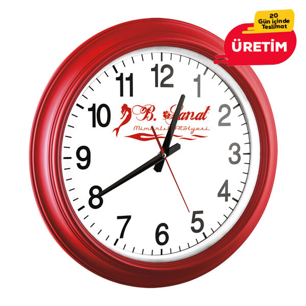 OPAK DUVAR SAATİ KIRMIZI (46 CM) - 2